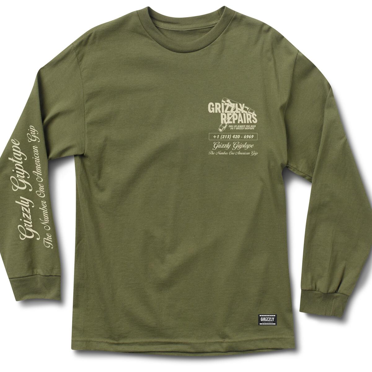 Remera Manga Larga Grizzly Repairs - Olive